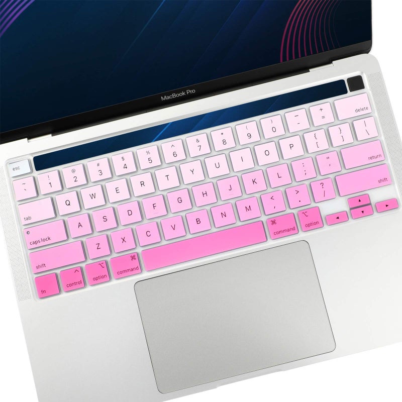 Allinside Keyboard Cover Skin for 2020 MacBook Pro 13 inch A2338 M1 A2251 A2289 and 2019 MacBook Pro 16 inch A2141 with Touch Bar & Touch ID, Ombre Pink - Image 1